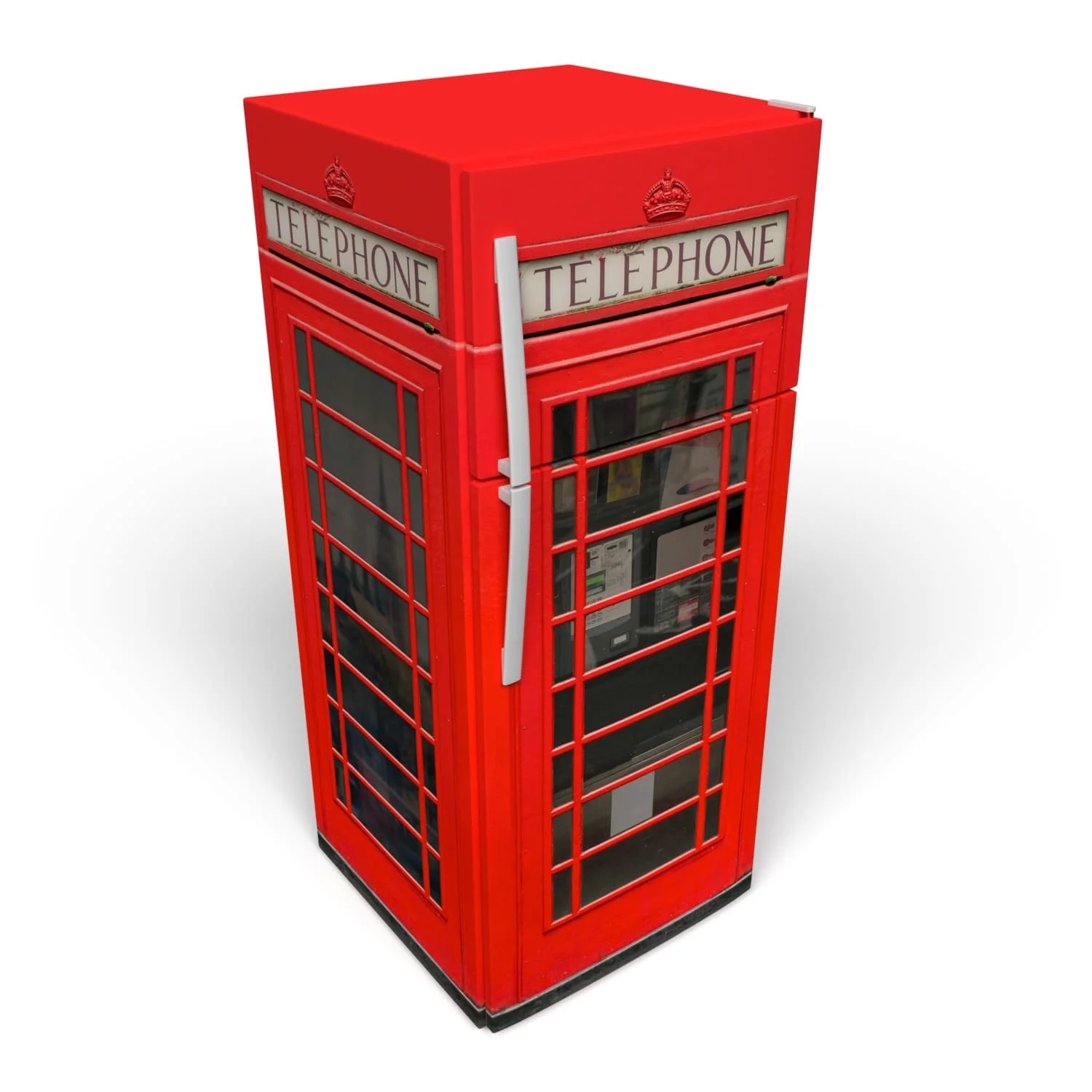Red phone booth.