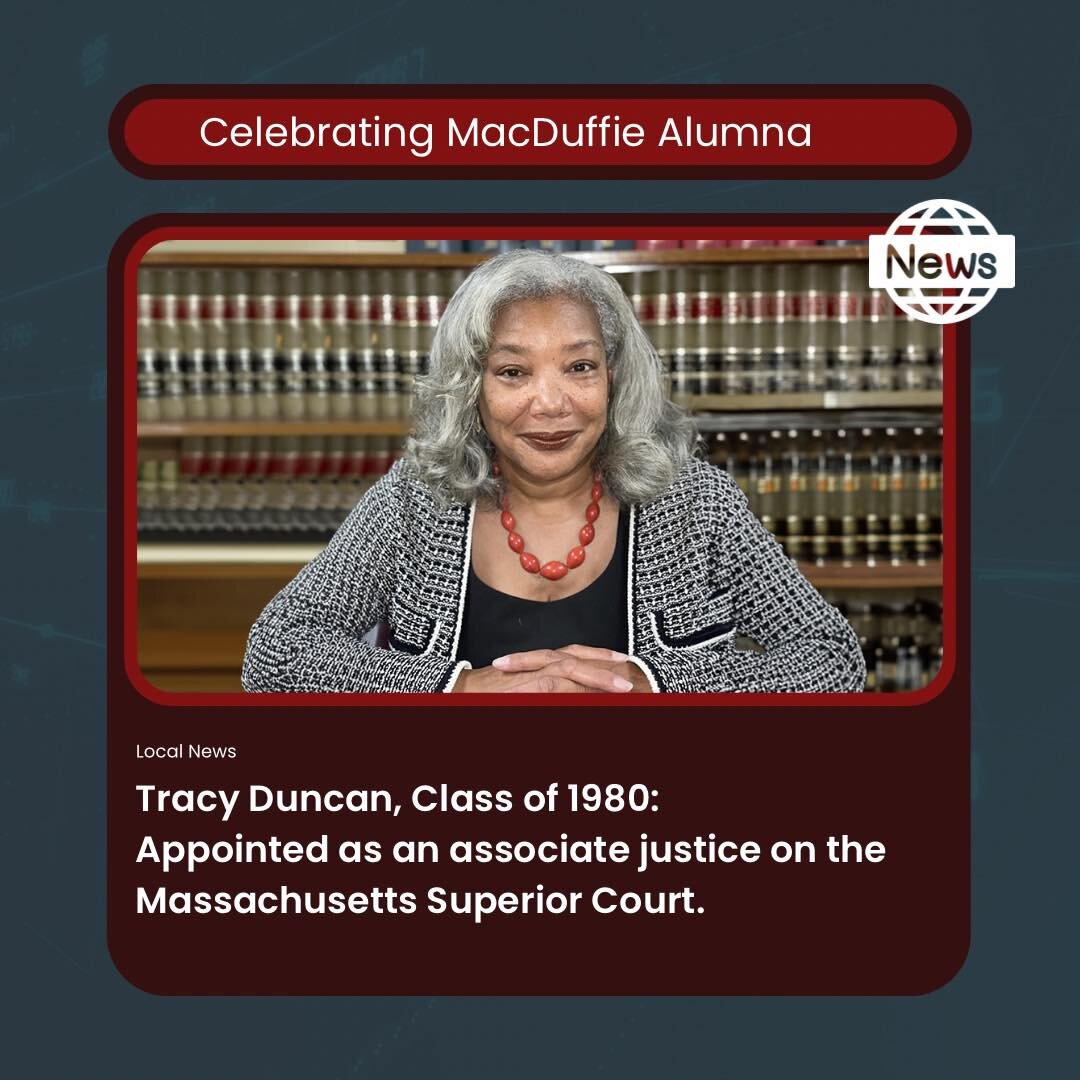 斯普林菲尔德的律师Tracy E. 邓肯, 她是西新英格兰大学法学院和乐动体育app官网学院的杰出校友, 被任命为马萨诸塞州高等法院的助理法官, 成为第二 