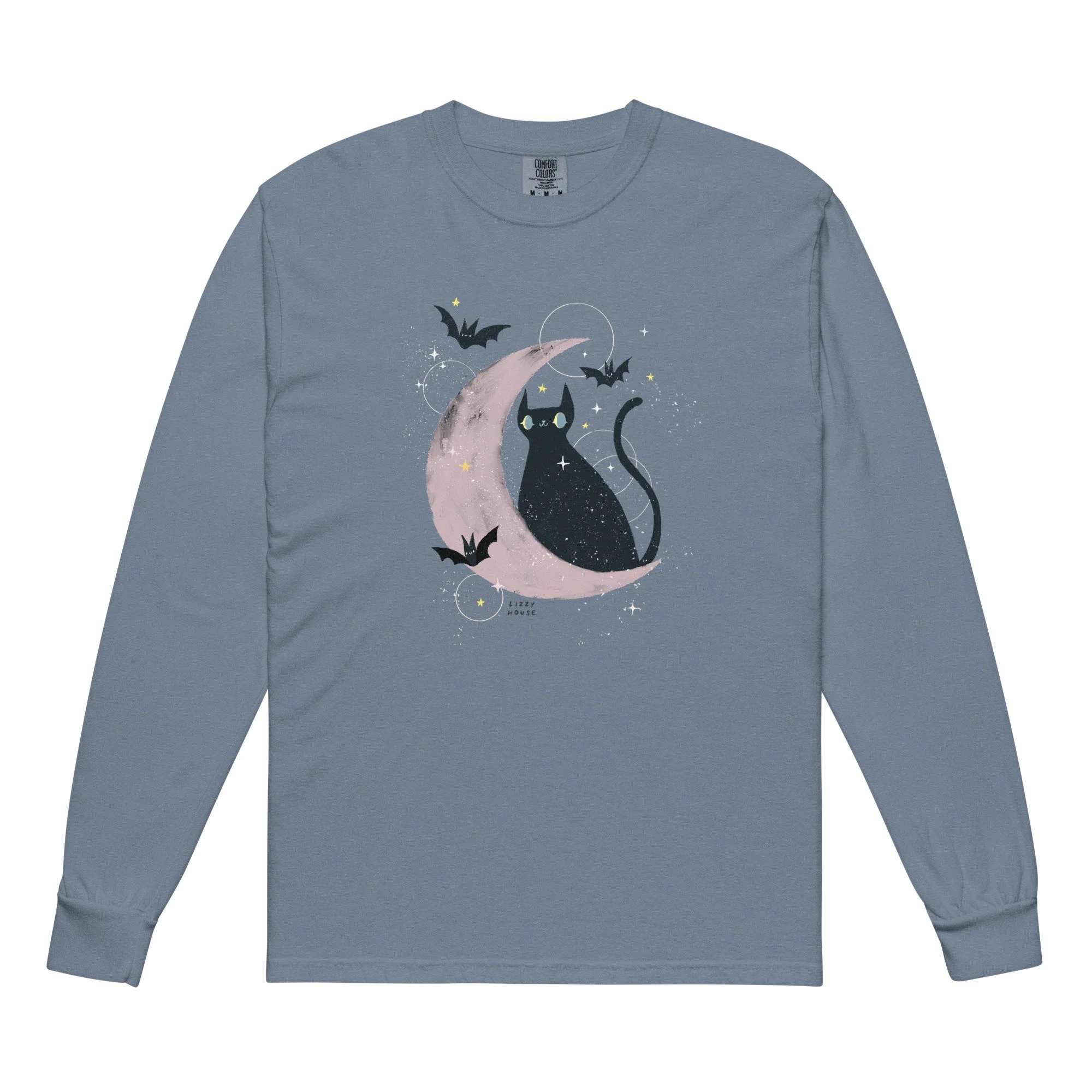Cat Moon Garment dyed heavyweight long sleeve shirt lizzyhouse