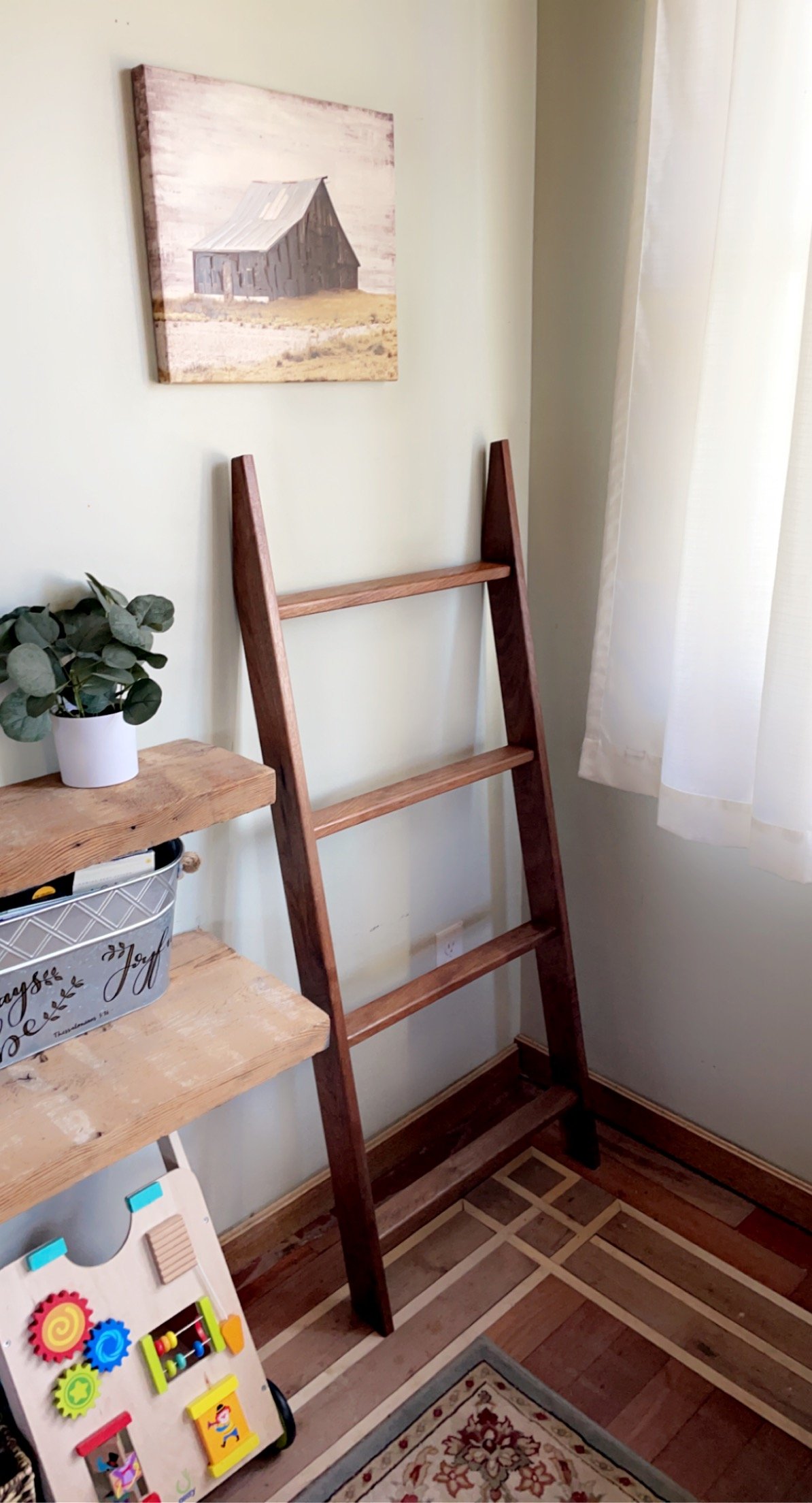 Diy ladder shelf for blankets hotsell