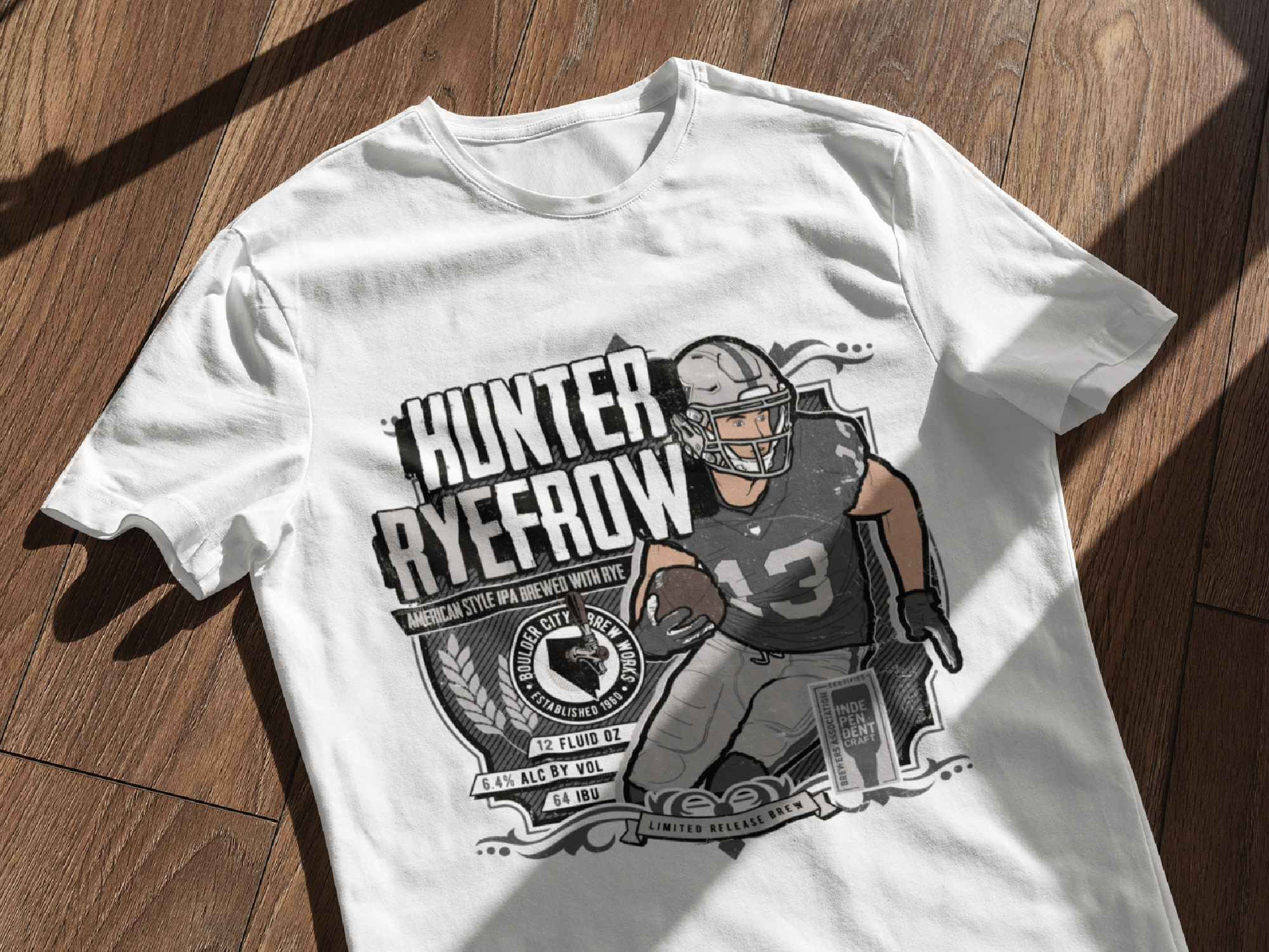 Hunter Renfrow (Raiders) Fake Craft Beer Label T-Shirt — Dustin Morrison Art