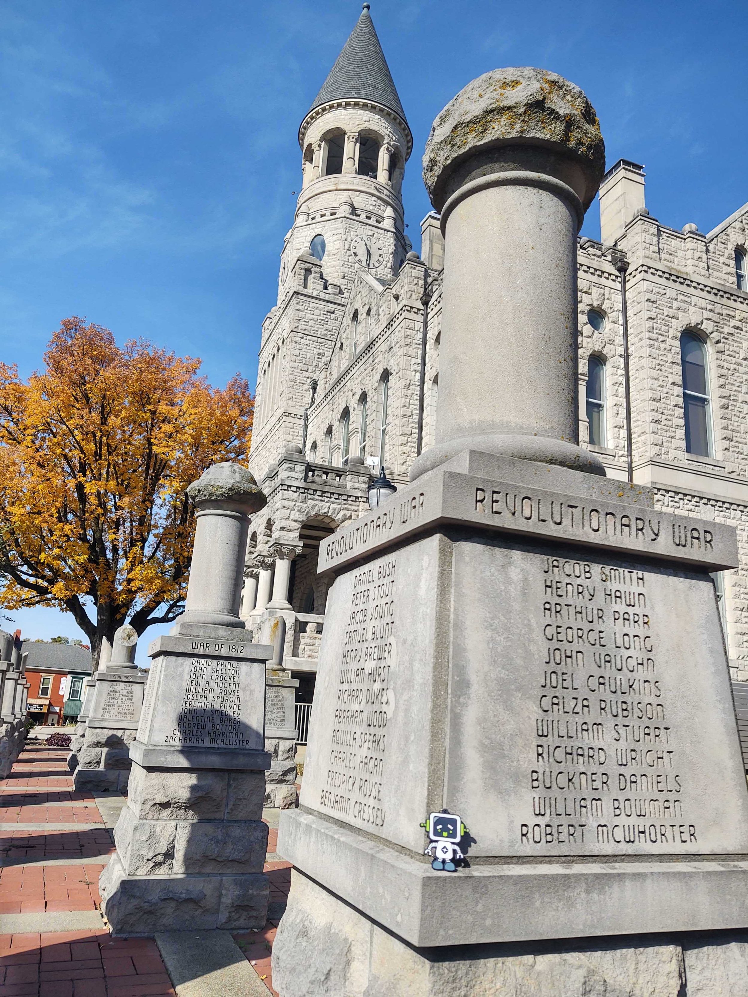 RoBert visiting the veterans memorial at the Washington County (IN) Courthouse