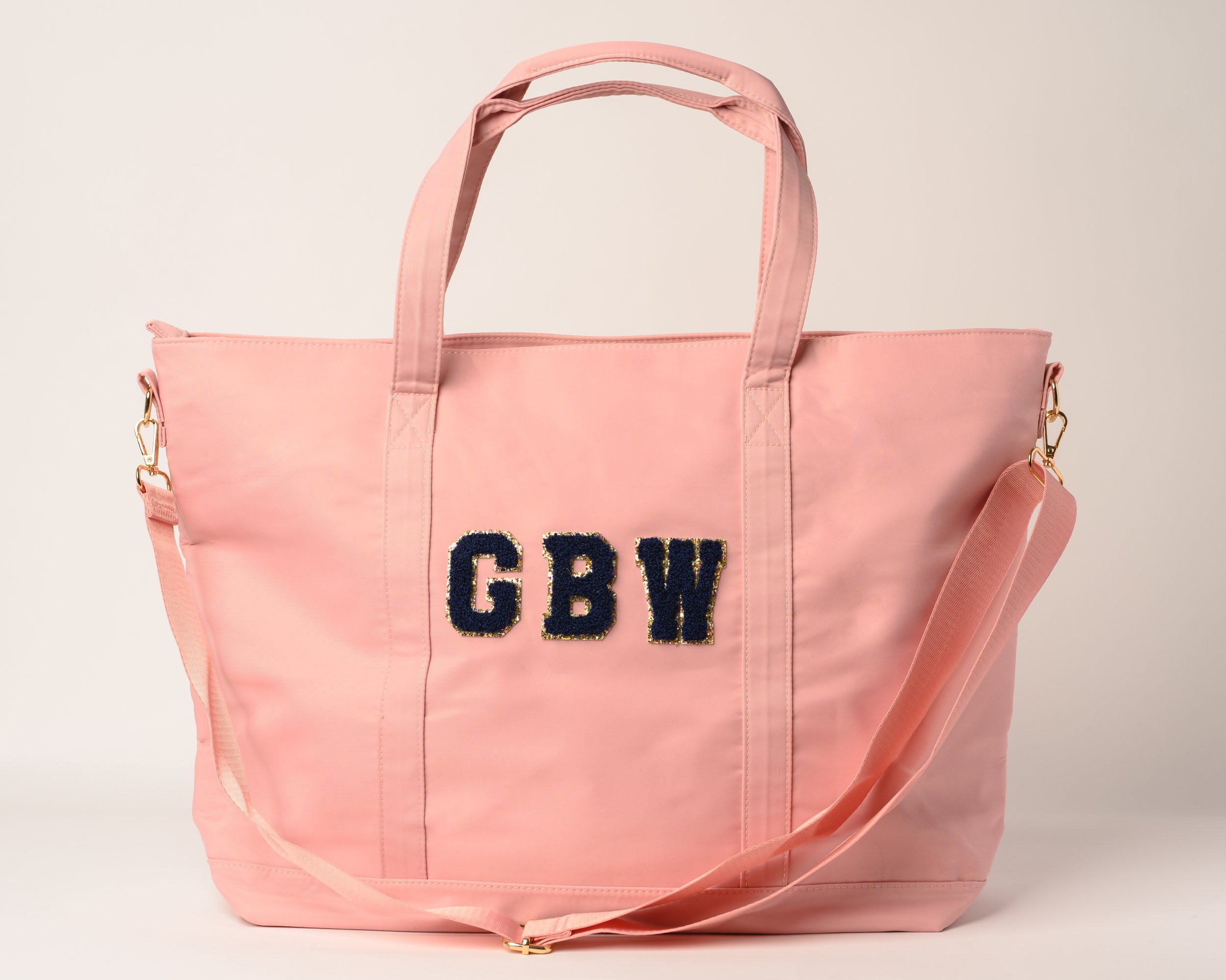 Personalized Nylon Tote Bag with Letter Patches — Southern Y'all Supplies