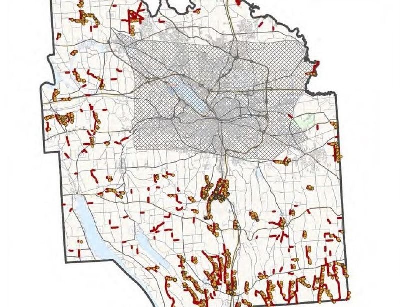 Onondaga County No Infrastructure Map
