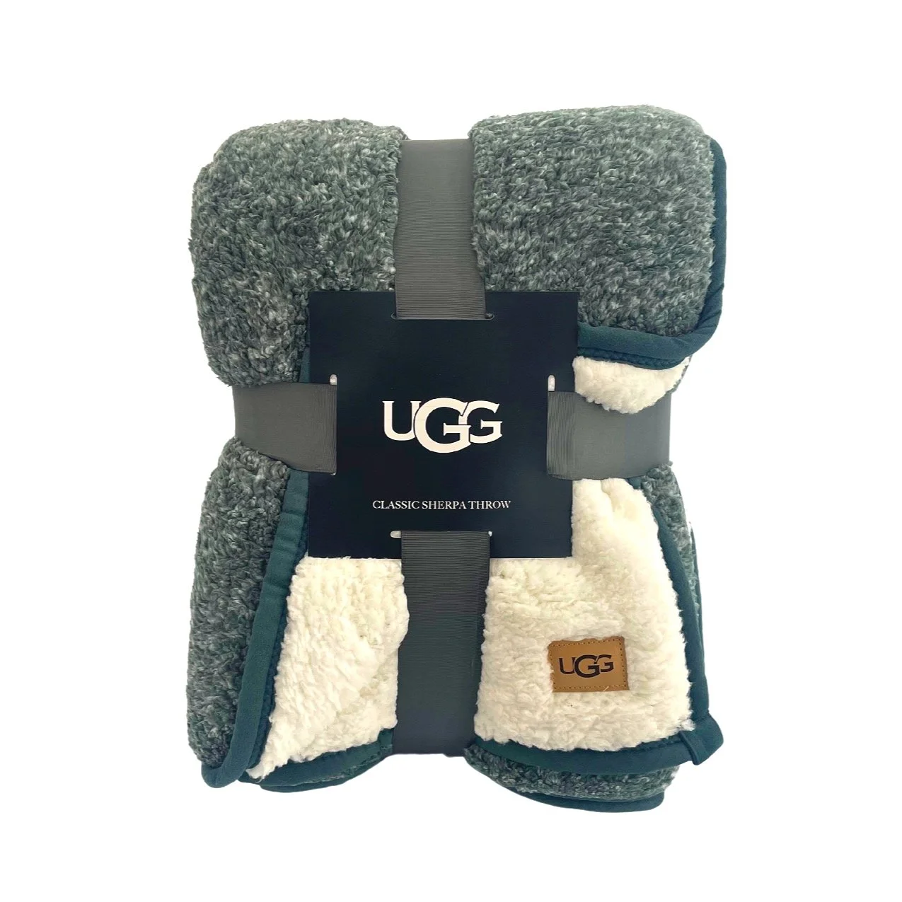 ugg sherpa blanket in dark green