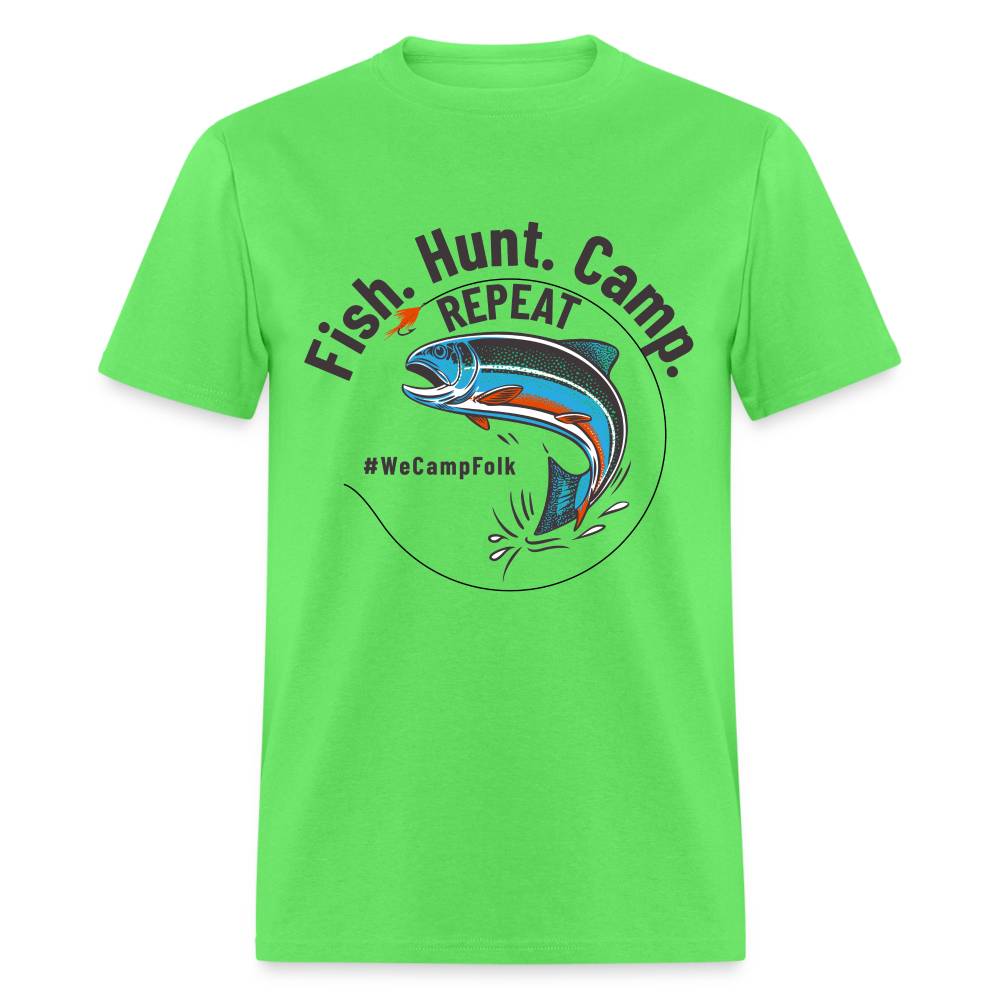 Fish. Hunt. Camp. Repeat #WeCampFolk Unisex Classic Rainbow Trout T-Shirt s  - 4xl — Big Rig Family Truckster #WeCampFolk RV Motorhome Nature Camp  Apparel & Kid's Book About Camping Big Rig Family