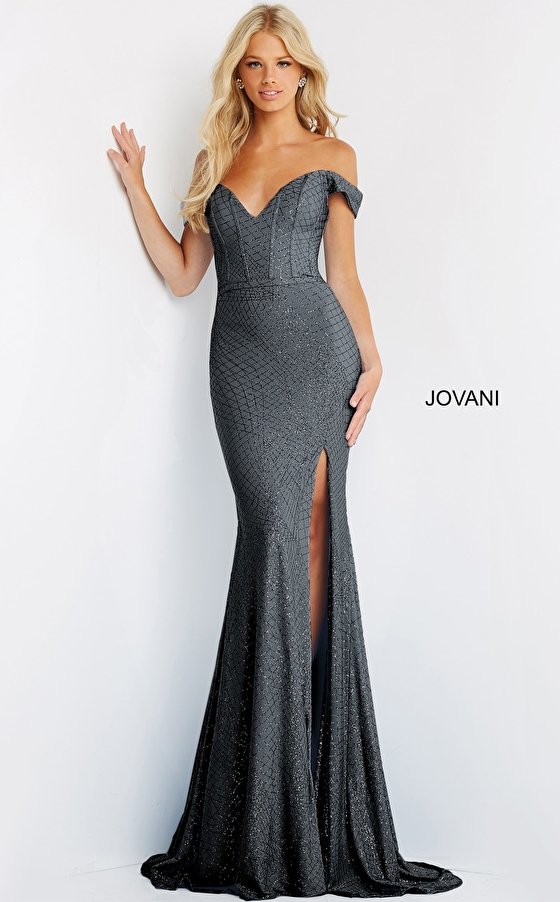 JVN by Jovani Navy Glitter A-Line Homecoming Dress Navy / 6