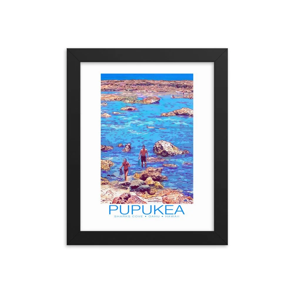 Pupukea Sharks Cove Oahu Hawaii Giclee Print Framed — Pop