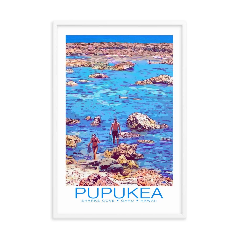 Pupukea Sharks Cove Oahu Hawaii Giclee Print Framed — Pop