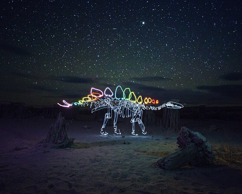 Vært for bånd skære Stegosaurus in Space Print — DARIUSTWIN - Light Painting Photography
