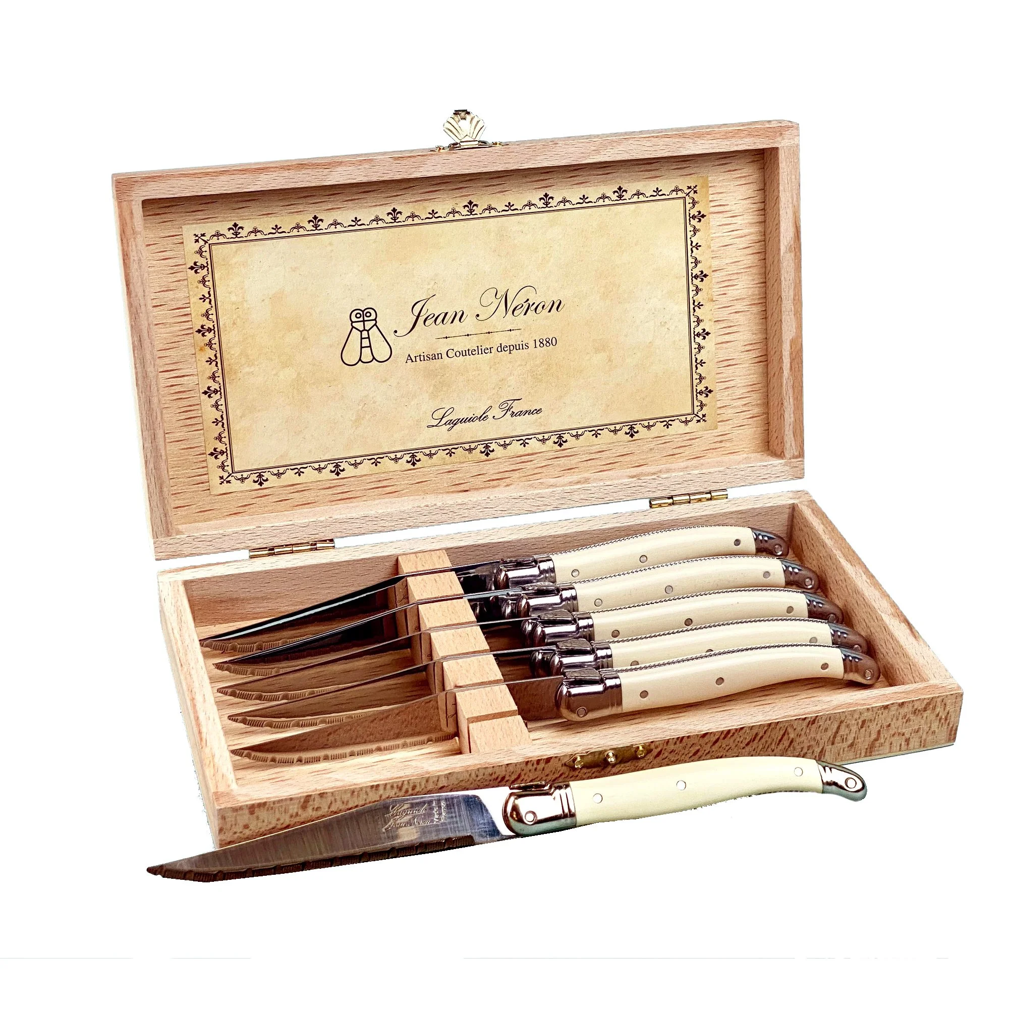 Laguiole Rainbow Platine Knives in Presentation Box (Set of 6