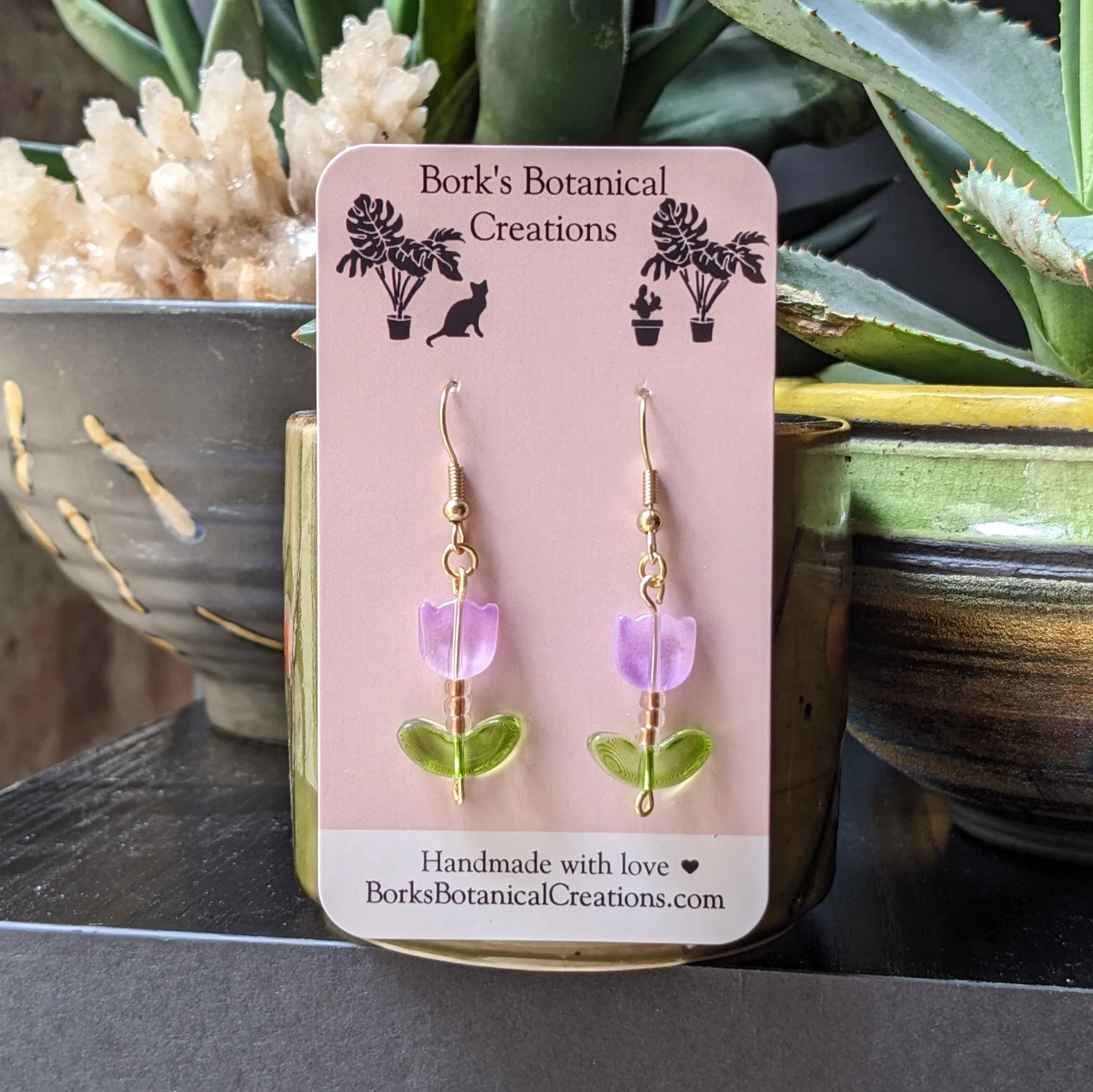 Glass Tulip Earrings: Multiple Colors — Bork's Botanical