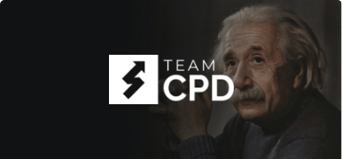 Team CPD logo overlayed on Albert Einstein