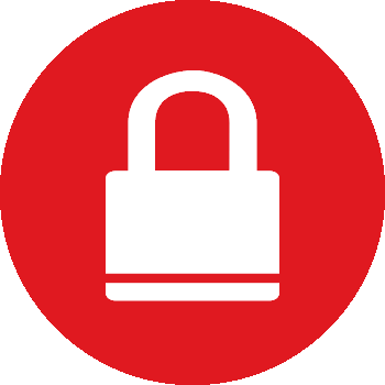 Hold Icon, Red circle with white padlock image