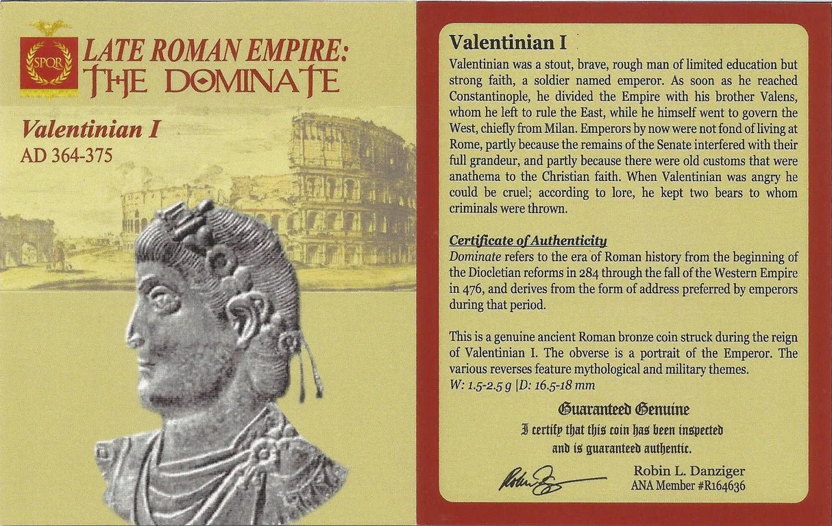 ローマ帝国Valentinian I AD 364年-375年ÆヌムスNGC認定 AD 364-375 Bronze Roman Valentinian I NGC (Coins of the