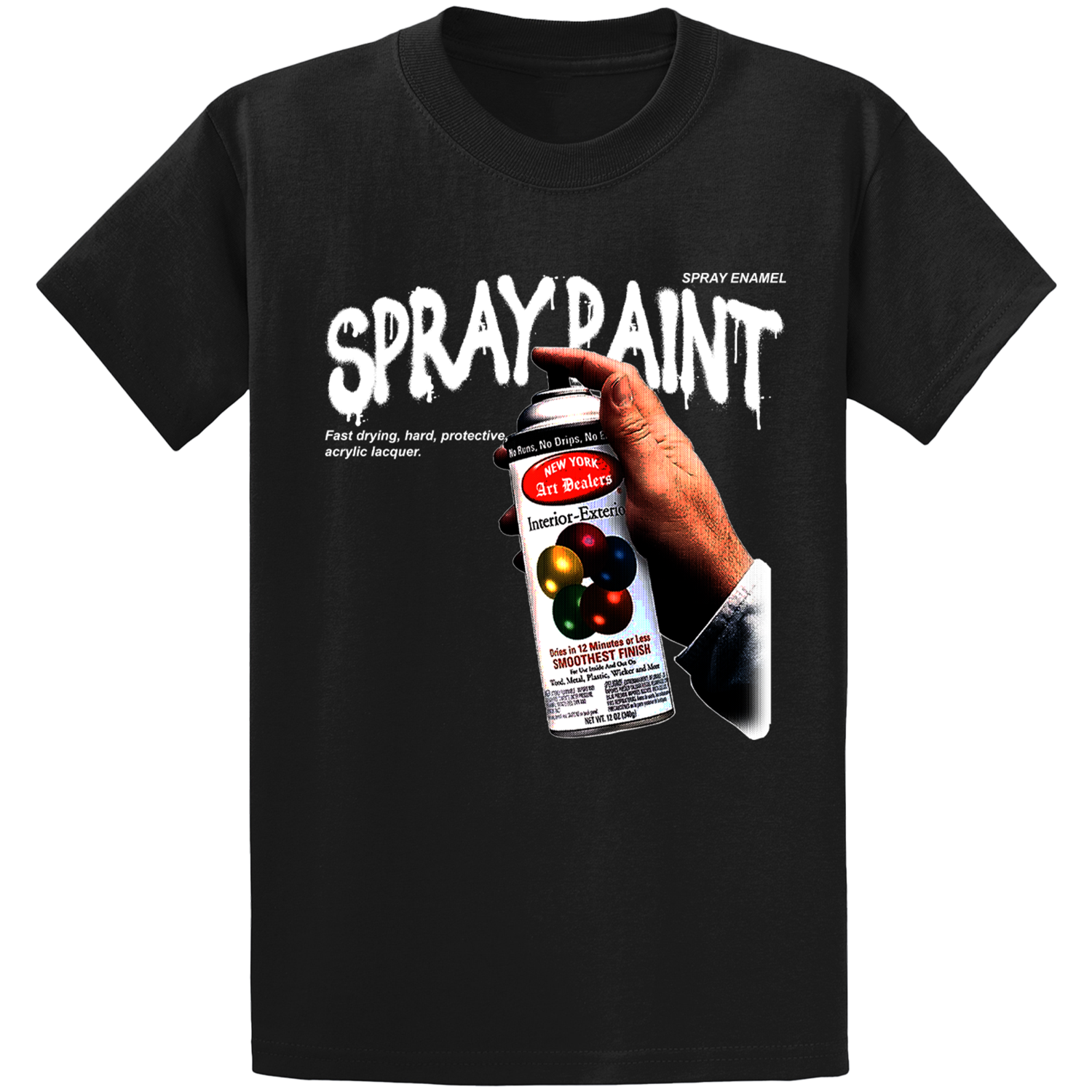 Custom black t- shirt with fabric spray paint