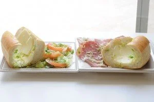 Hoagie on 2 plates MyPlate Portion Control