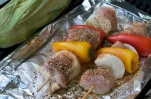 Grilled Fajita Kabobs Skewers MyPlate and Grilled Corn on the Cob Grilled Fajita Kabobs Skewers MyPlate and Grilled Corn on the Cob