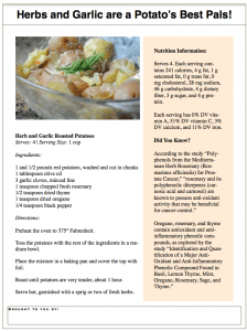 Herb Garlic Potato Handout