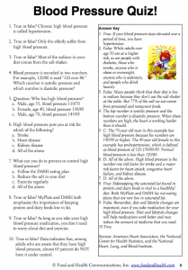 Blood Pressure Quiz Handout