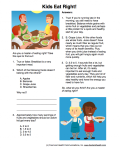 Kids Eat Right Quiz