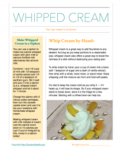 Whipped Cream Handout
