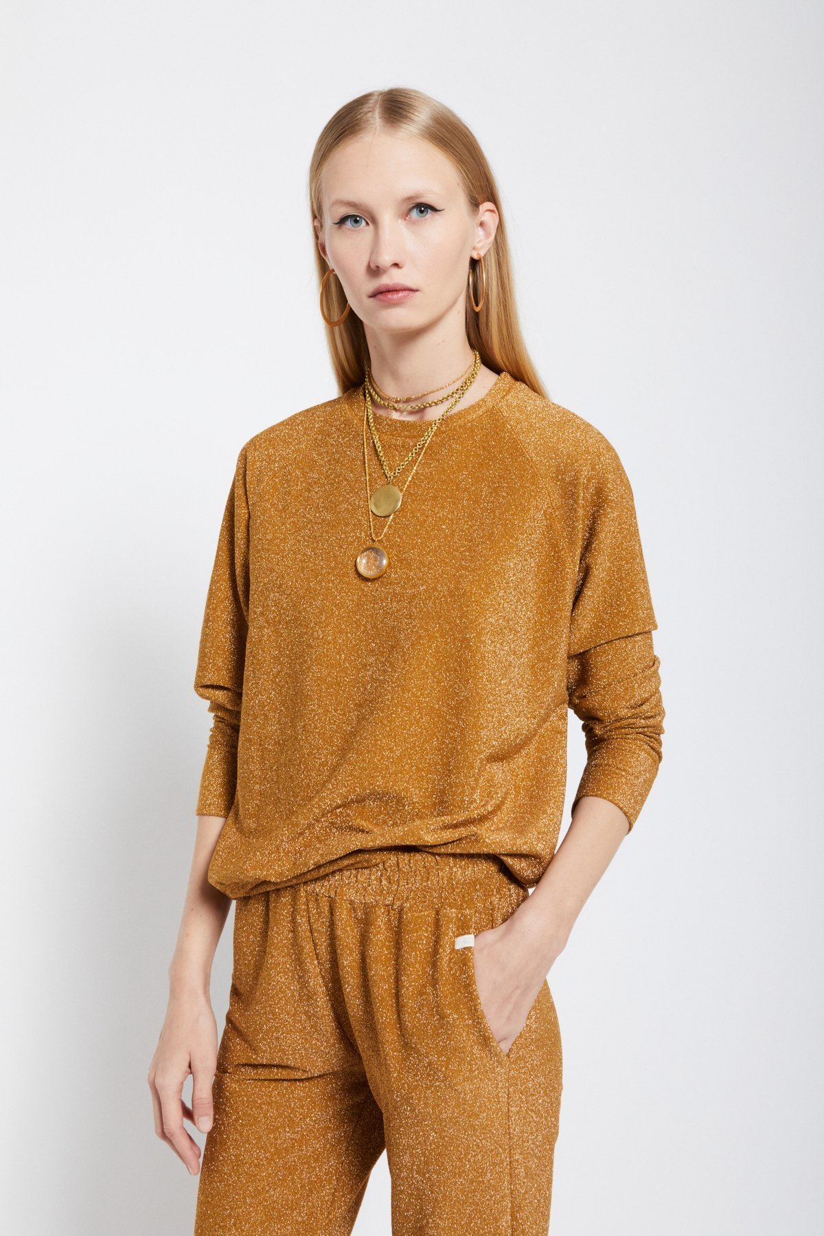 OttodAme Camel Lurex Sweatshirt dmf0012 Sirene
