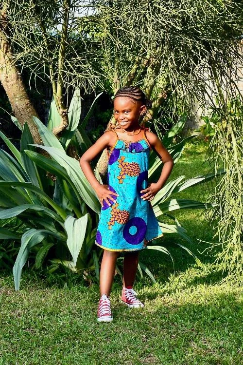 Girl s African Print Bow Tie Straps Dress PeppaJar