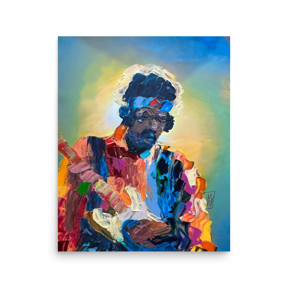 Jimi Hendrix Abstract Limited Print Psychedelic Rock 1960s Palette