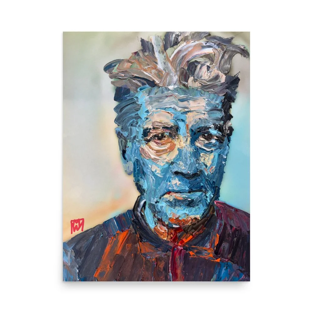 David Lynch Impasto Expressionist Portrait Print Wall Art Poster