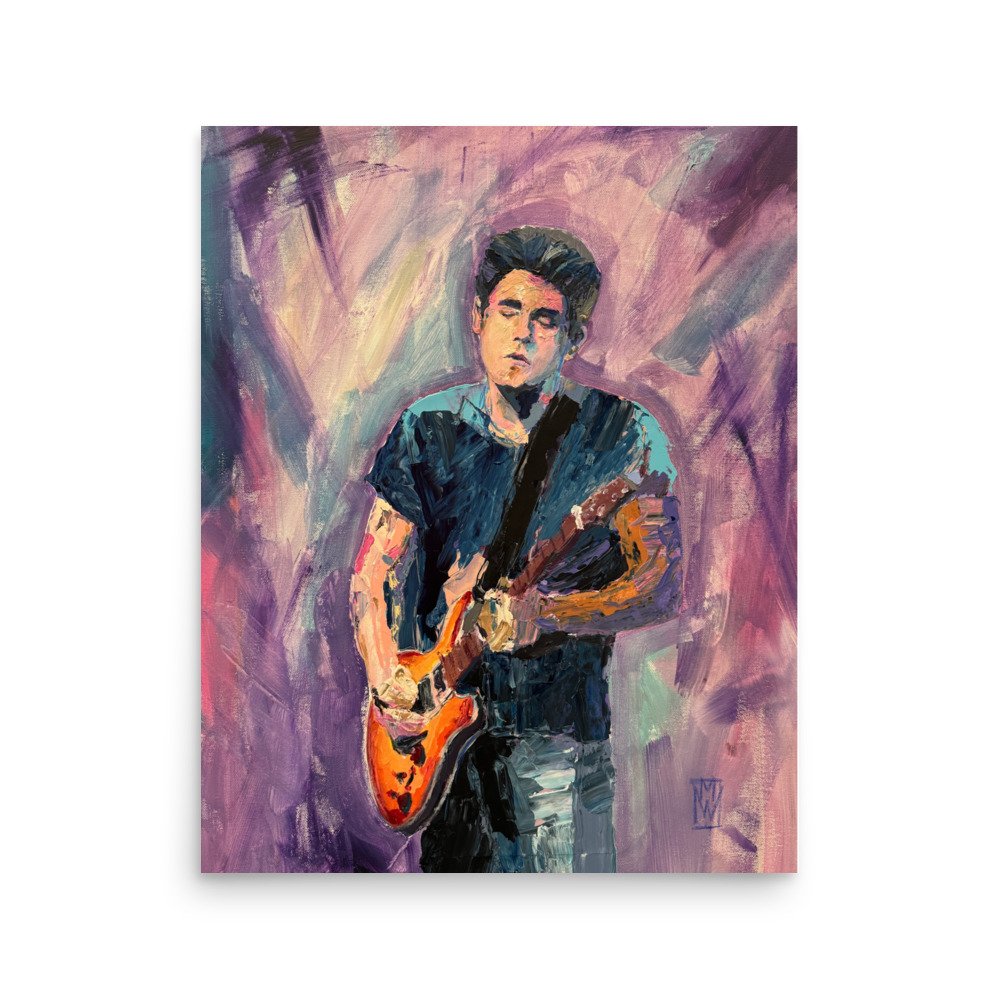 John Mayer 'Playing Purple' Wall Art Impasto Poster Print Mike