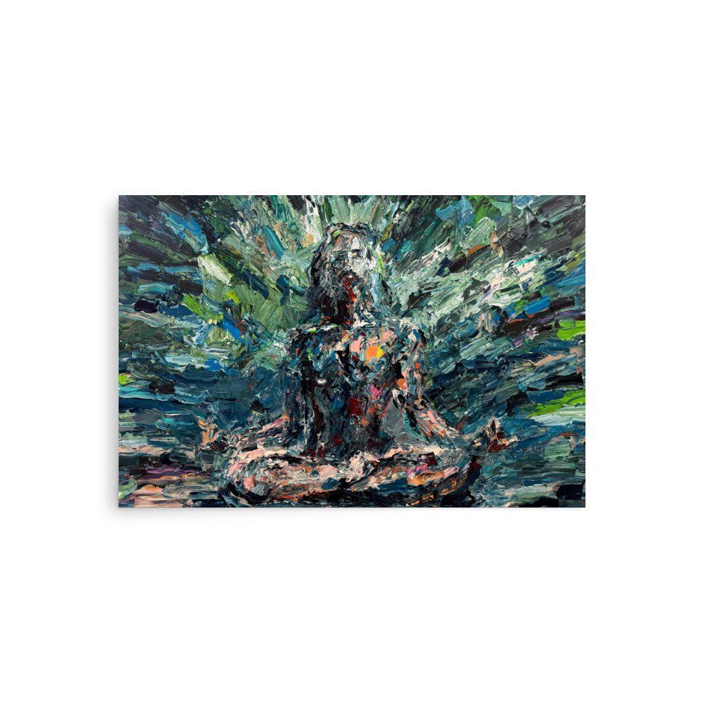 Psychedelic Lotus Meditation Impasto Painting Poster Art Print