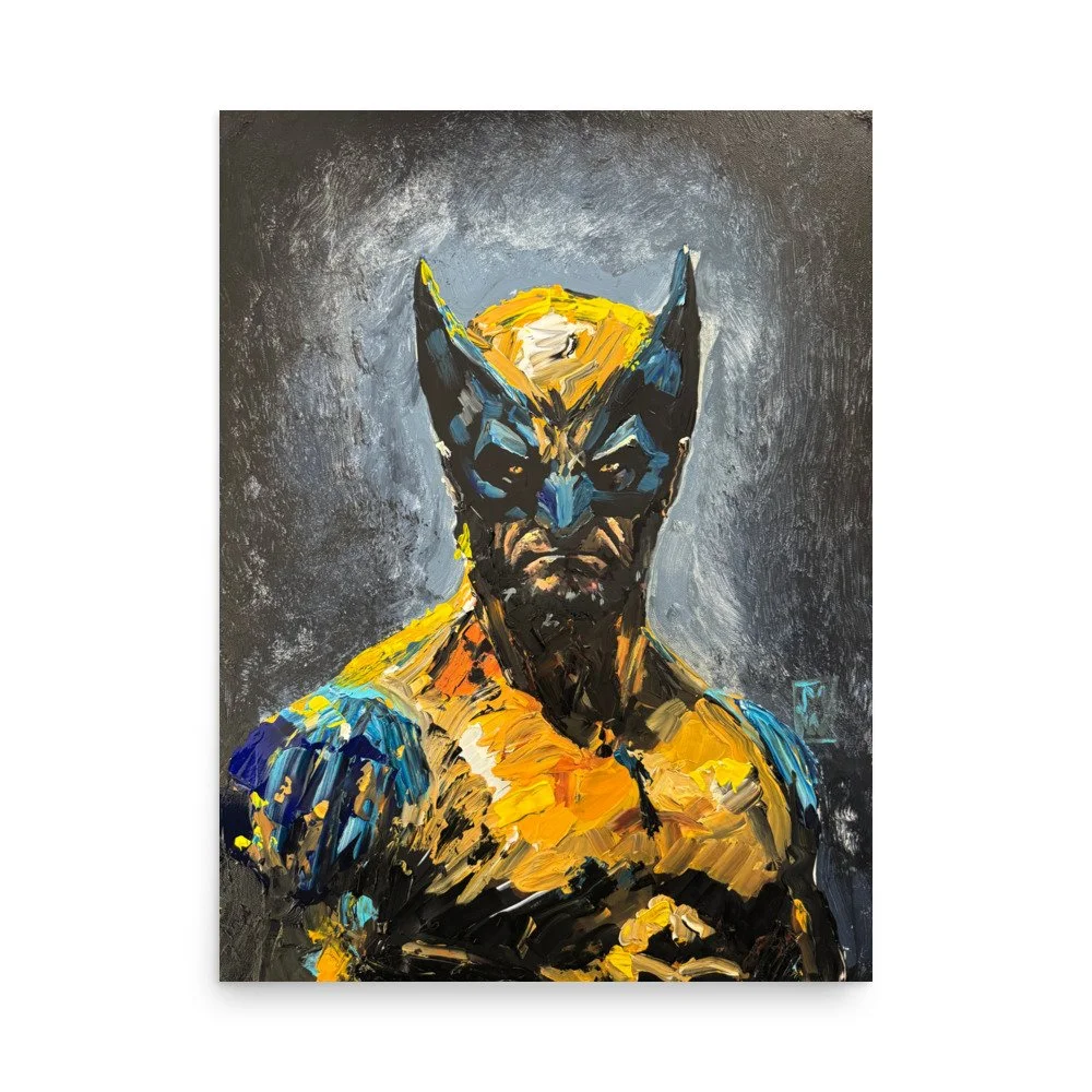 Impasto Yellow Suit Wolverine Gritty Portrait Painting Fine Art