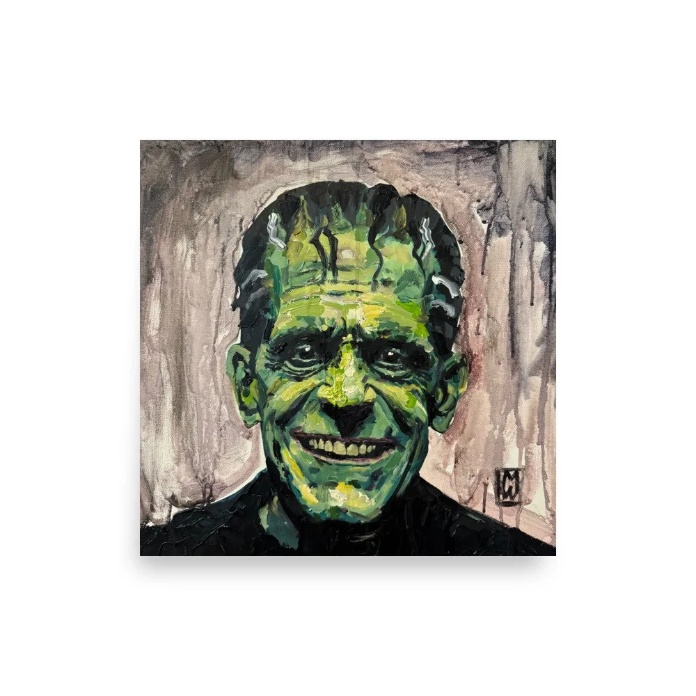 Impasto Frankenstein's Monster Smiling Fine Art Poster Print