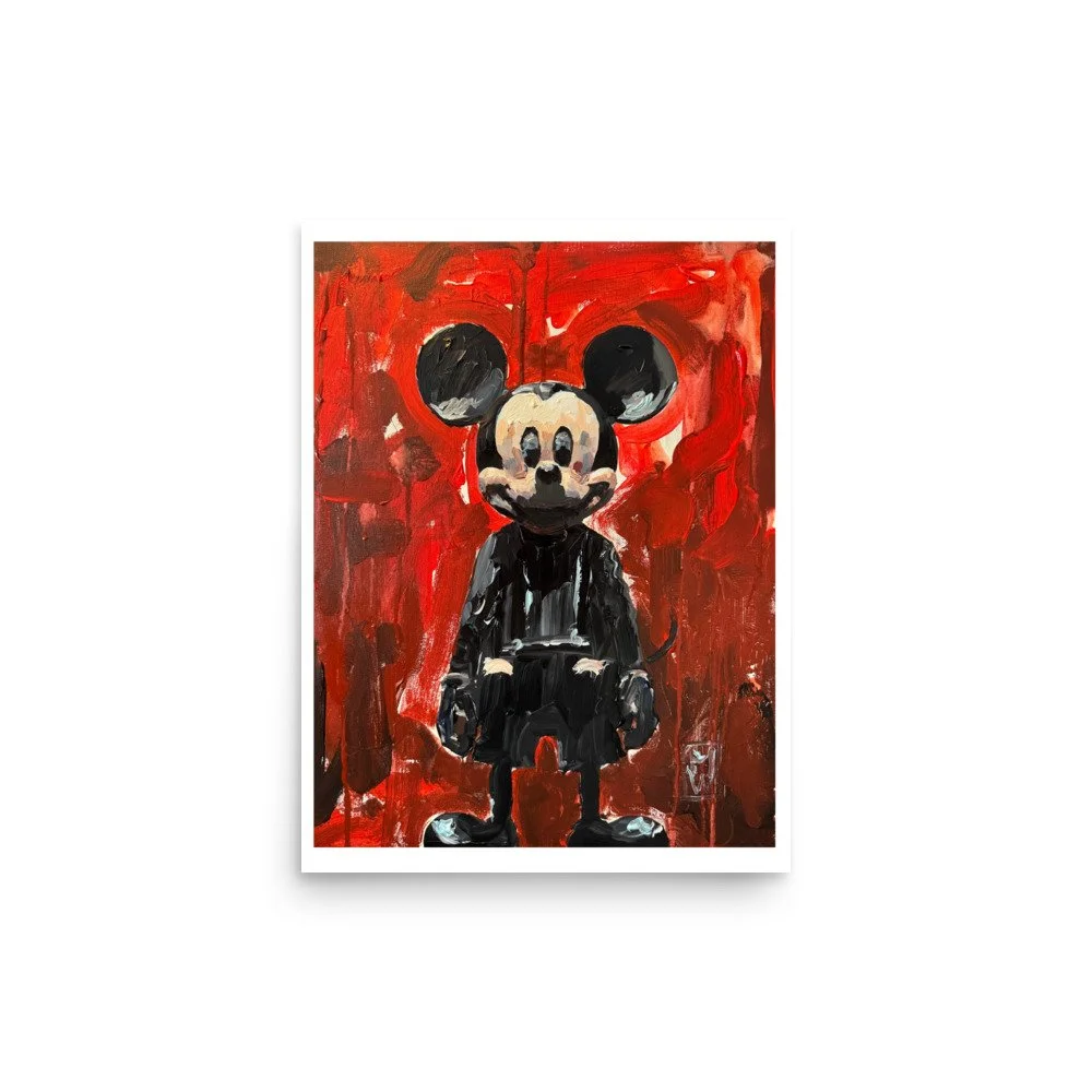 Impasto Dark Mickey Mouse Black Comedy Art Poster Print by Mike