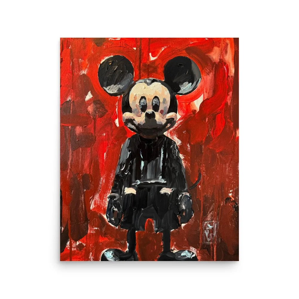 Impasto Dark Mickey Mouse Black Comedy Art Poster Print by Mike