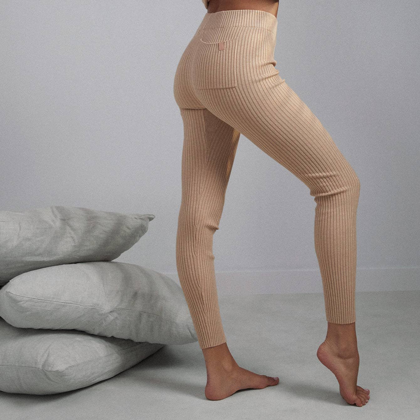 Cozy Cotton Silk Ribbed Legging- Tranquil Tan — NAHARA HEALING ARTS