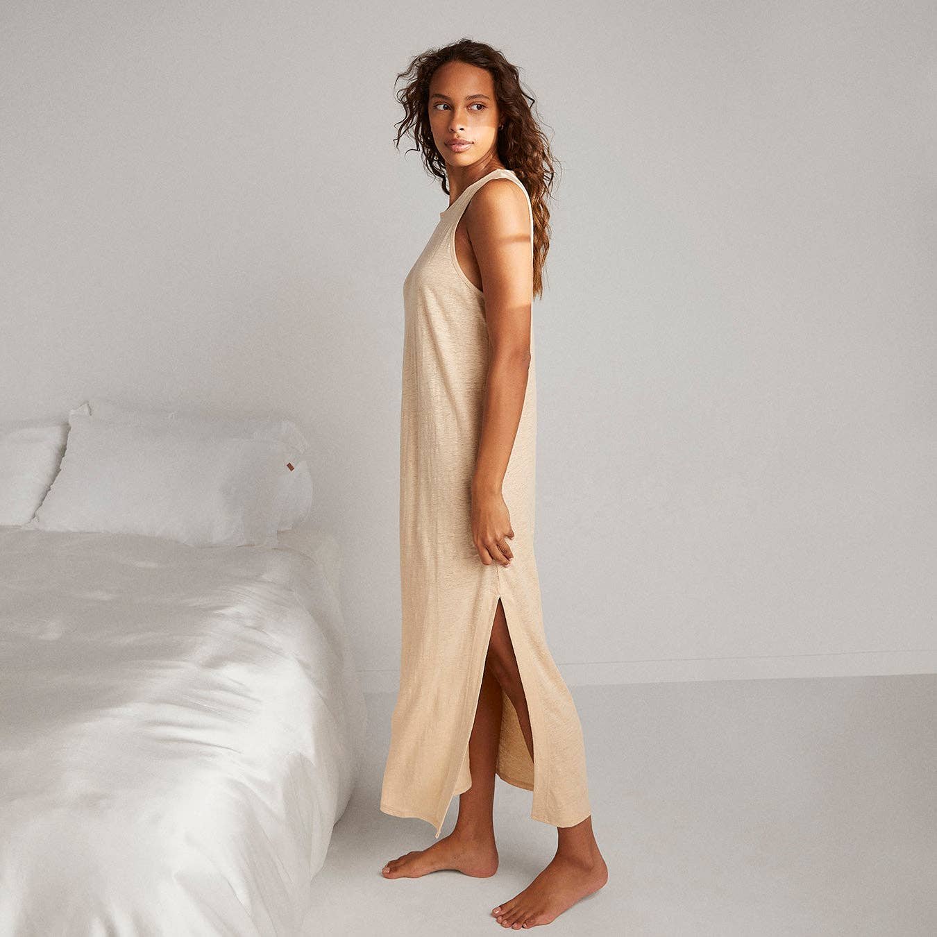 Linen Knit Side Slit Tank Dress — NAHARA HEALING ARTS