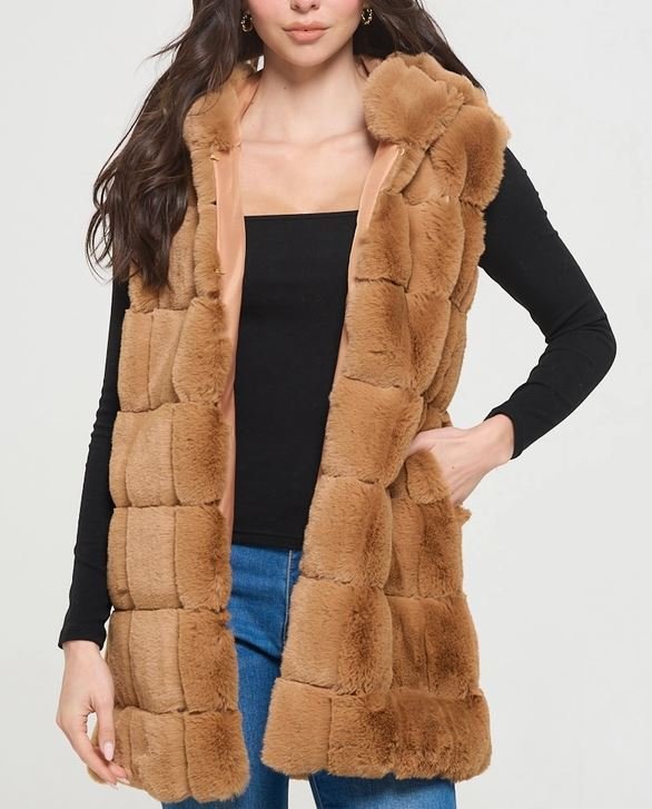 Faux fur vest womens new arrivals