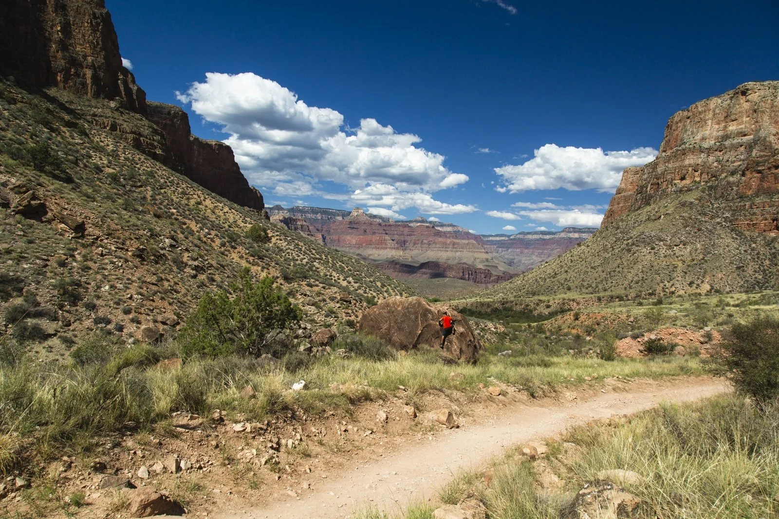 Rock Climbing along the Bright Angel Trail in the Grand Canyon