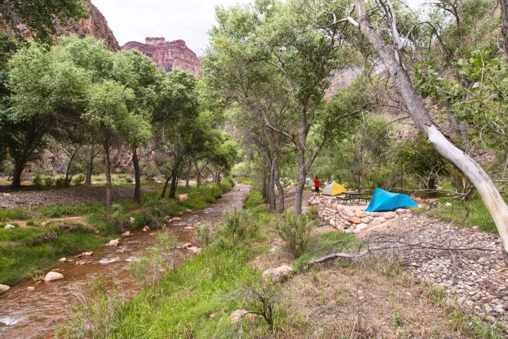 Campsite at Phantom Ranch in the Grand Canyon