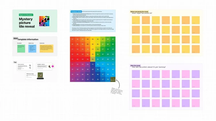 Screenshot of Mystery Picture Tile Reveal FigJam template