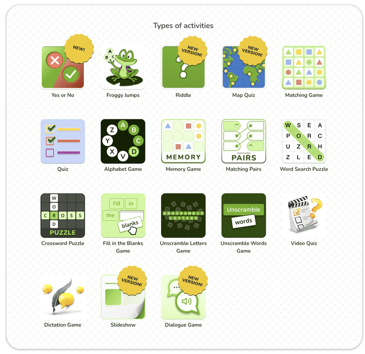 Educaplay Types of Activities
