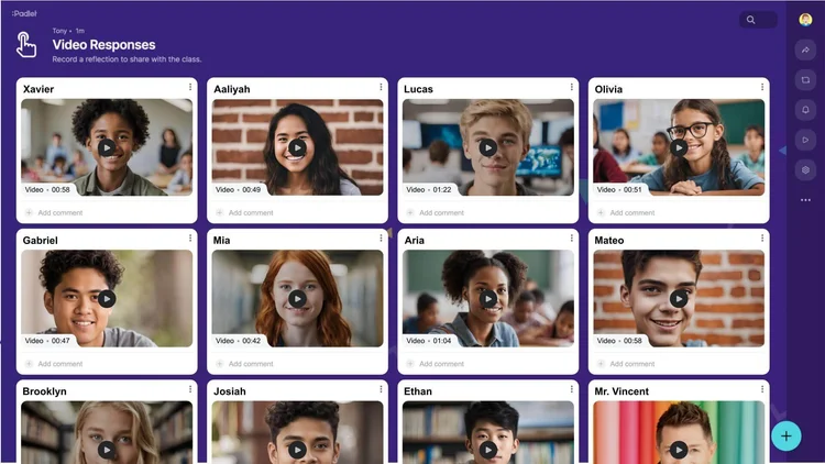 Padlet filled with video response posts