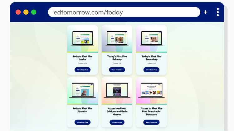 Screenshot of the daily First Five options