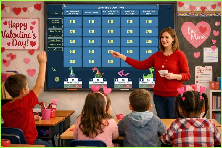 Image of a class playing Valentine Trivia Faction