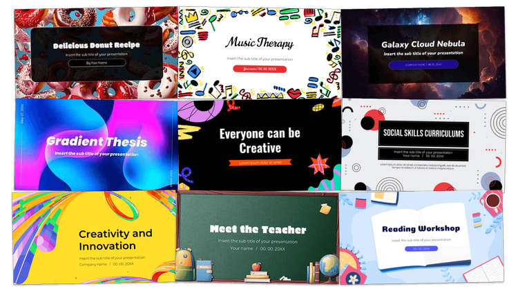 9 example PPTMON title slides