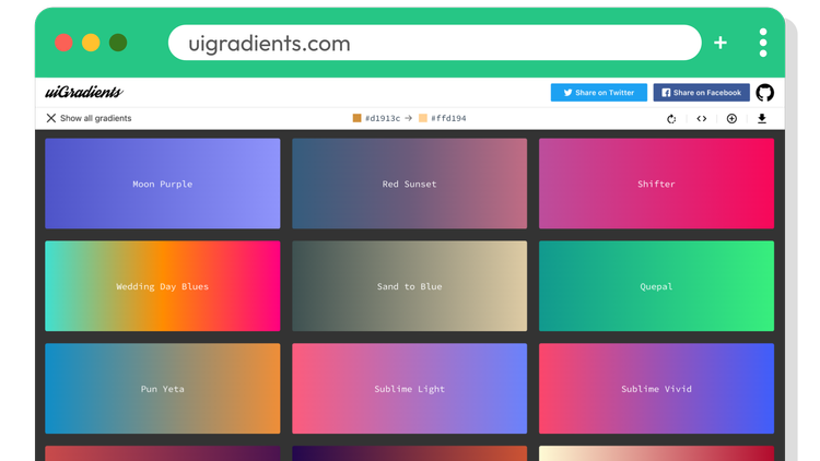 Screenshot of uigradients.com