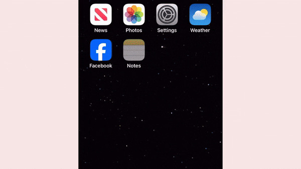 Animation showing apps put into a folder and that folder put into the dock