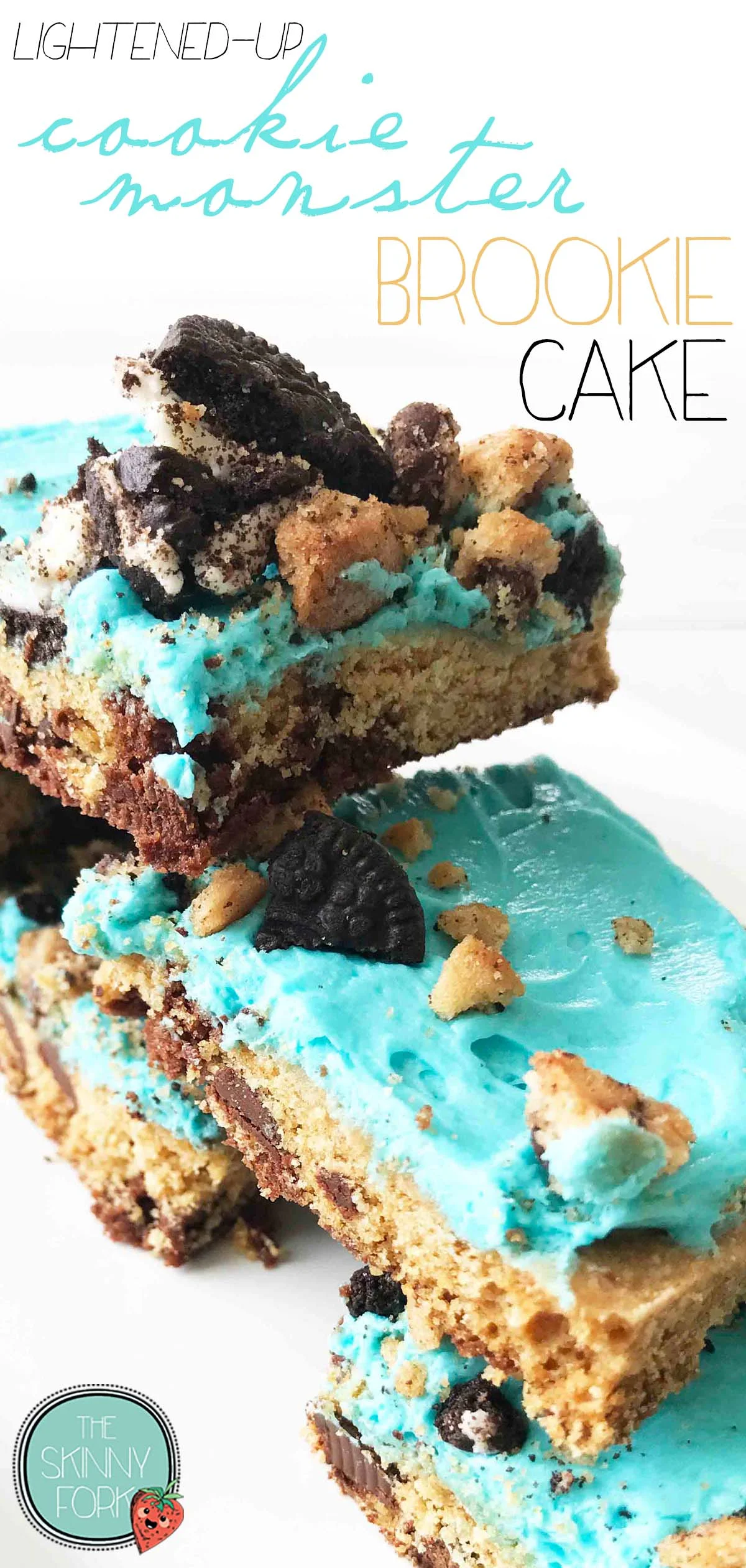 Lightened-Up Cookie Monster Brookie Cake